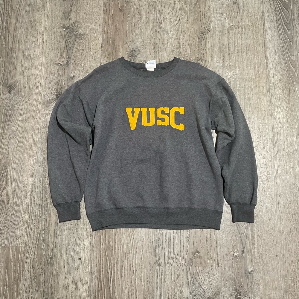Champion Gray Crewneck Sweater with Yellow VUSC Logo